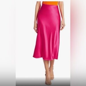 Rachel Zoe Pink Satin Midi Skirt